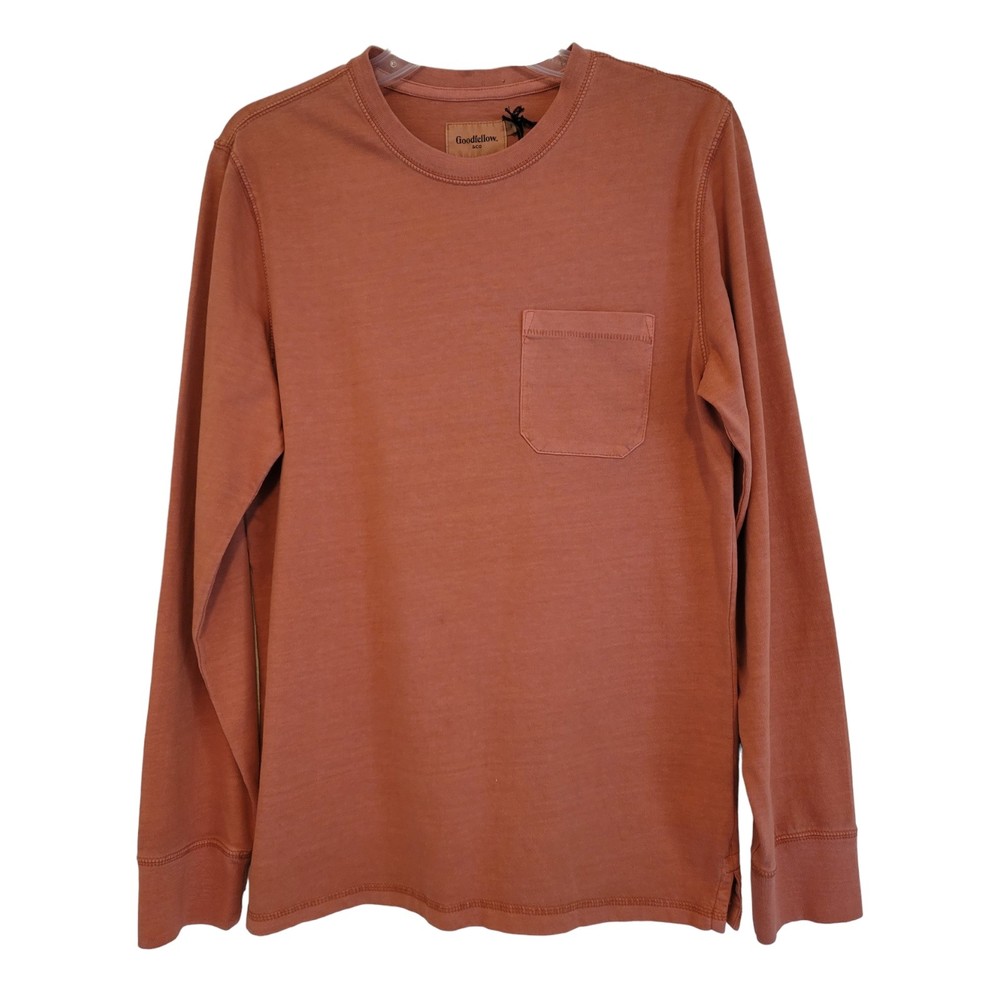 Goodfellow Mens Size S Long Sleeve Crewneck T-Shirt with Pocket Thick Cotton